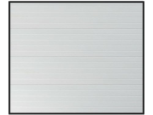 Vente-unique - Porte de garage sectionnelle effet rainur&eacute; blanc motoris&eacute;e L254 x H218 cm - NORIA