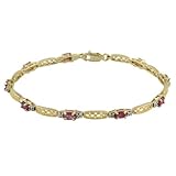 Gold Tone over Sterling Silver Ruby & Diamond Accent Tennis Bracelet