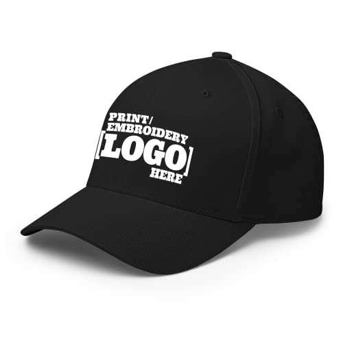 Pranboo® Custom Personalized Logo Hat/Cap, Embroidered Logo, Bill Dad Baseball Cap丨Black