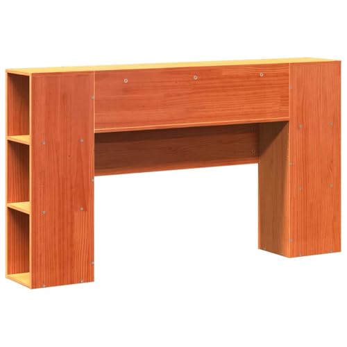 Cabecero con almacenamiento de madera de pino marrón para camas de 150 cm 7