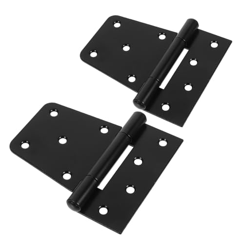 Tofficu 2個 重荷重対応カーボンスチール製平角合頁 黒塗装仕上げ 滑らかな表面で耐久性向上 両開き可能 納屋や門扉用ドア丁番 取付用追加