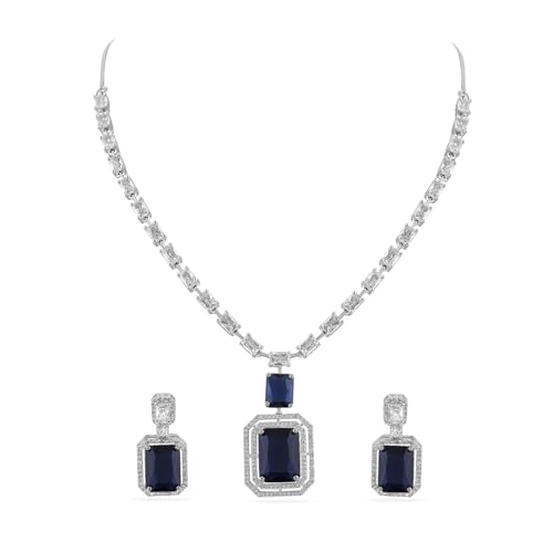 Image of Rubans Necklace Set American Diamond Zirconia Jewellery Gift for Women & Girls