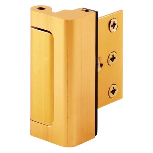 Image of Prime-Line U 10826 Door Reinforcement Lock - Add Extra, High Security to your Home and Prevent Unauthorized Entry - 3 inch Stop, Aluminum Construction, Gold Anodized Finish (Single Pack) | 3 in. Stop, Solid Brass, High Security, Prevent Unauthorized Entry, Single Pack
