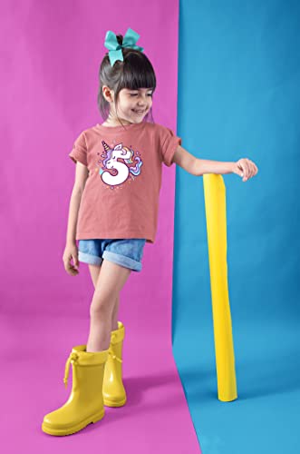 Image of Unicorn 5th Birthday Shirt Outfit for Girls 5 Year Old Fifth Birthday Five Tshirt