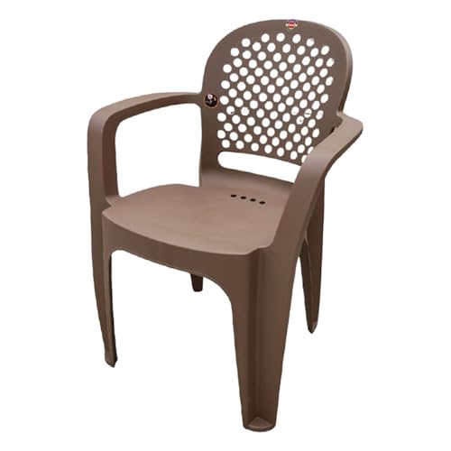 Image of Cello Crystal Armrest Plastic Chair with Matt Finish | Chairs for Home, Garden, Living Room Indoor and Outdoor Use (Colour: Rattan Beige, Set of 2)