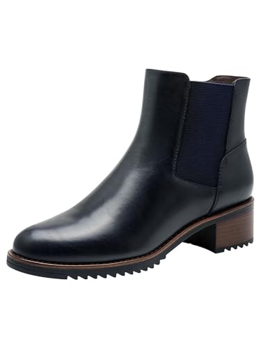 MARCO TOZZI Damen Chelsea Boots mit Lederanteil Elegant, Blau...