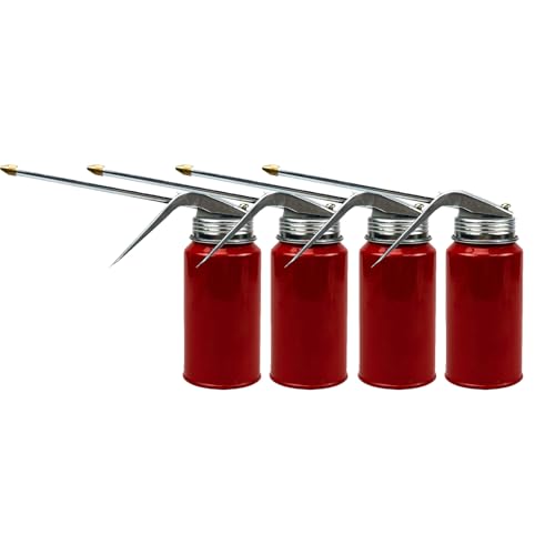 lygchii 4 Pcs Hand Pump Oiler Can, 200ml Gun Oil Spray Can, Metal Pump Oil Can for Home Auto Motorcycles Bike Car Applications