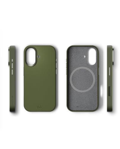 Image of DailyObjects Leatherite Case for iPhone 16 Compatible with Mag-Safe Wireless Charging | Green-Olive Hybrid Magnetic Back Cover