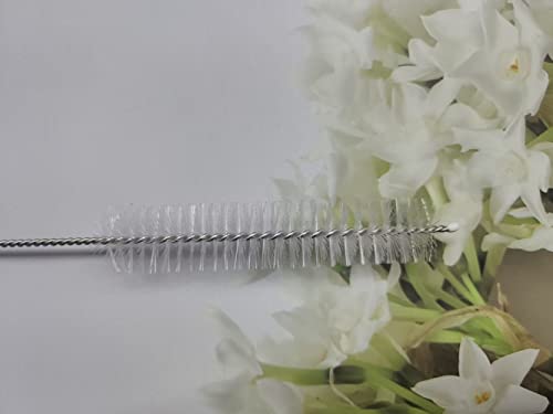 Image of 4 Pack Stainless Steel White Bristle Aquarium Tank Cleaning Brush, Nylon Long Fish Tank Tube Washing Brush Cleaner Clean Tool for Kitchen Sink, Glasses, Drinking Straws, Teapot Brush