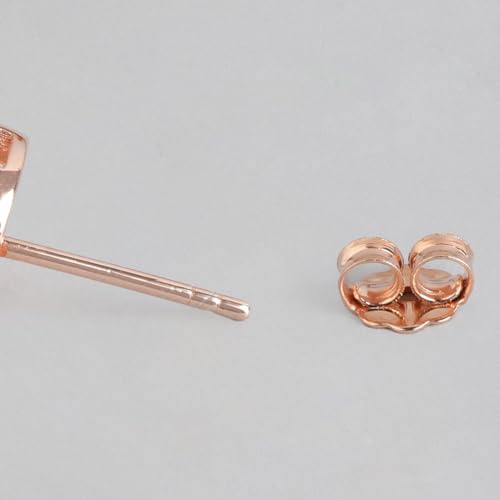 Women's 925 Sterling Silver CZ Encircled Pearl Rose Plated Stud Earrings