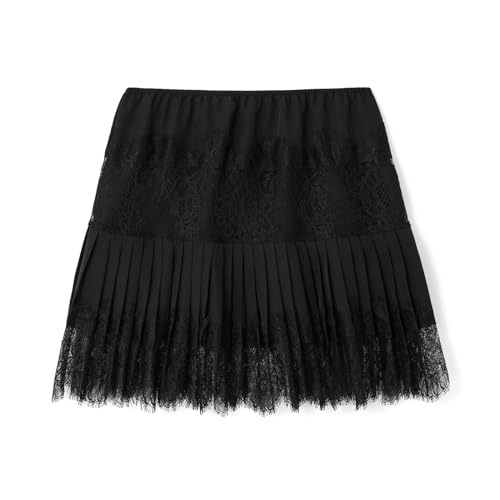 Women Lace Skirt Ruffle Mini Skirt Half Slip Layered Pleated Flowy Skirt - Image 7