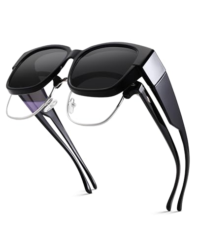 Pro Acme Polarized Fit Over Sunglasses Oversized Square Over Glasses Shades for Men Women Wrap Around UV Pretection