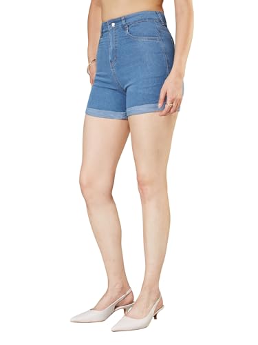 Short en jean léger femme avec coupe confortable droite taille moyenne