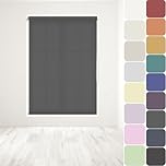 Straight Edge Dim-Out Roller Blind - Easy Fit Home Office - 180cm Width x 160cm Width Drop - Dark Grey
