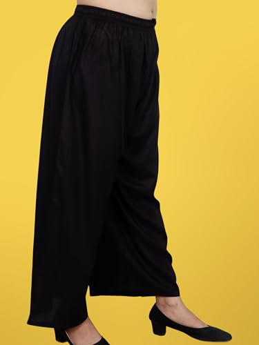 Image of KASANI Women's Solid Rayon Palazzo Pants Regular Palazo