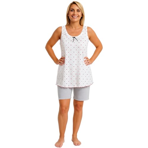 Pyjama pour femme frais et respirant Leedya, débardeur coton et pantalon 3/4