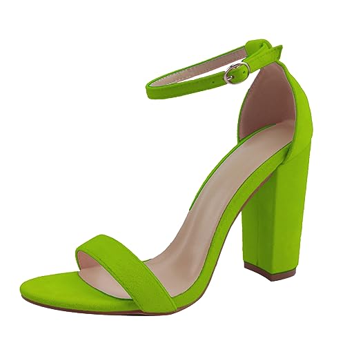 Sandales habillées femme en daim vert TM002 : chaussure talon 10 cm pointure 41
