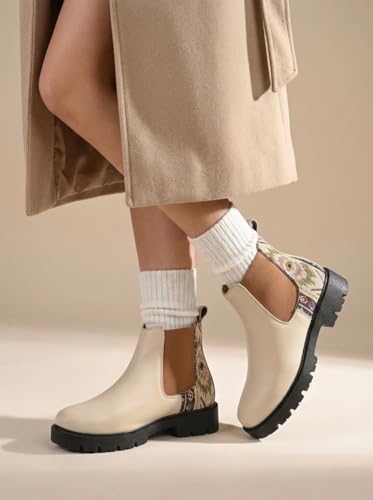 Image of Big Fox Printed Mid Top Chelsea Boots For Woman