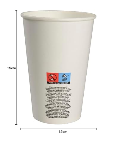ABENA Gastro White Disposable Cups, 16oz, Pack of 50 Disposable Paper Party Cups, Recyclable, Eco Labelled Paper - Image 3