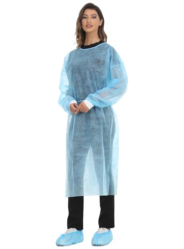 Disposable Isolation Gown Polypropylene Lab Gowns Knit Cuff Long Sleeve Pack of 15 - Image 4