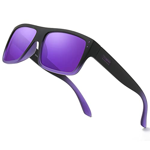 DUBERY Unisex Wide Frame Polarized Sunglasses UV Protection Retro Rectangular Sun Glasses D912