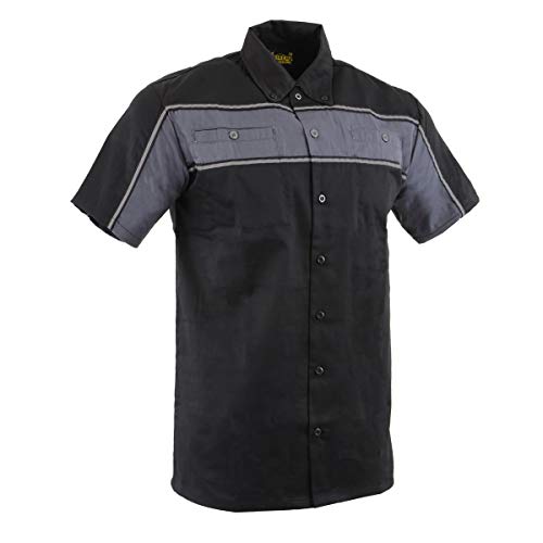 Milwaukee Leather MDM11672.01 Men's Black and Grey Button Up Heavy-Duty Work Shirt | Classic Mechanic Work Shirt4