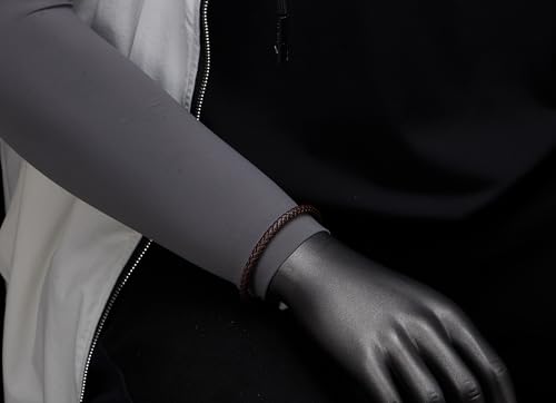 COOLSTEELANDBEYOND Minimalist Mens Women Brown Leather Bracelet, Thin Braided Leather Bangle, Steel Oval Magnetic Clasp by COOLSTEELANDBEYOND - Used condition - Image 2