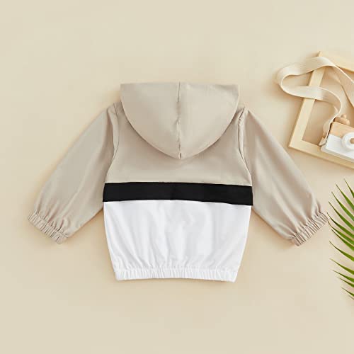 Aeemcem Toddler Baby Boys Color Block Hoodies Pullover Tops Quarter Zip Long Sleeve Sweatshirts With Zipper Pocket(Khaki White, 2-3 Years) #TOP2