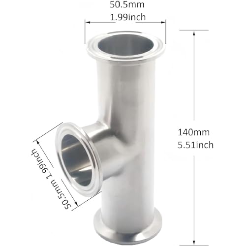 Image of QiiMii Tri Clamp 1.5 inch instrument Tee Tri Clover Tee Fittings 3 Way Stainless Steel SS304,38mm Pipe OD(1.5 Inch),Used In Pharmacy
