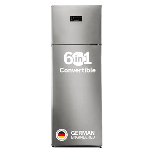 Image of Bosch 368L, 2 Star, Frost Free Double Door Refrigerator | 6-in-1 Convertible Storage Modes | 80min Convert | Touch Panel | Extend Cool up to 18 hrs | SuperFreeze (CTC39S22VI, Fine Steel, 2026 Model)