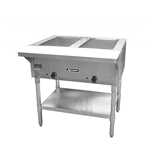Adcraft ST-120/2 Two-Pan Electric Steam Table with Undershelf, Stainless Steel, 120v