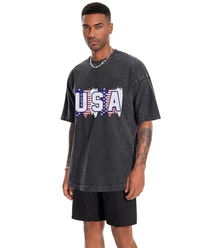 Image of Oversized Tshirts for Men Short Sleeve Vintage Washed Basic Loose Tees 2026
