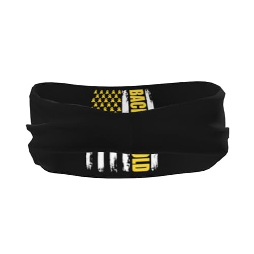 Back The Gold Childhood Cancer Awareness Flag Adjustable Sports Headband Moisture Wicking Sweatband for Running Workout3