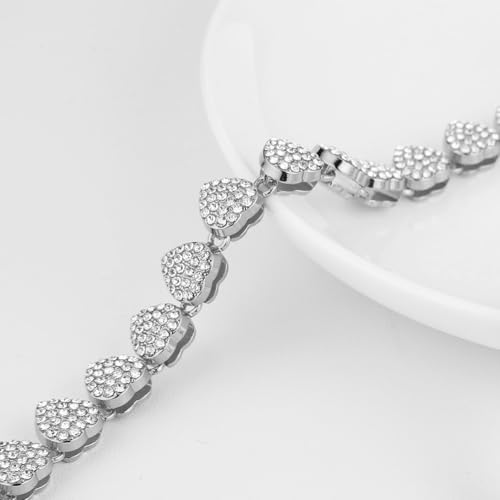 HZMAN Love Hearts Necklace for Women Shiny Cubic Zirconia Necklace Party Wedding Jewelry Gift3