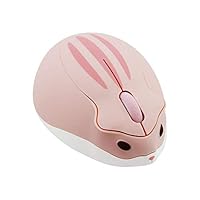 2.4GHz Wireless Mouse Cute Hamster Shape Less Noice Portable Mobile Optical 1200DPI USB Mice Cordless Mouse for PC Laptop Computer Notebook MacBook Kids Girl Men Women Adults Gift (Pink)