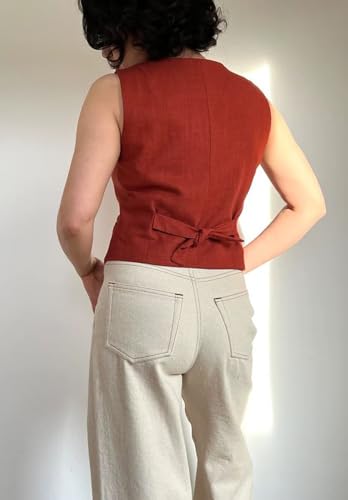 Women's Linen Vest Sleeveless Button Down V Neck Casual Summer Waistcoat2