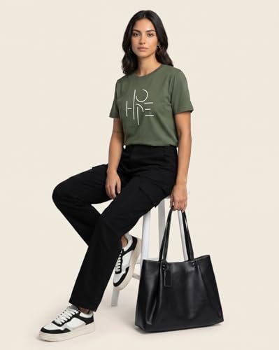 Image of Nobero Women's Graphic Printed T-Shirt | Regular Fit 180 GSM Cotton Tee for Women | Comfortable Round Neck Casual Wear