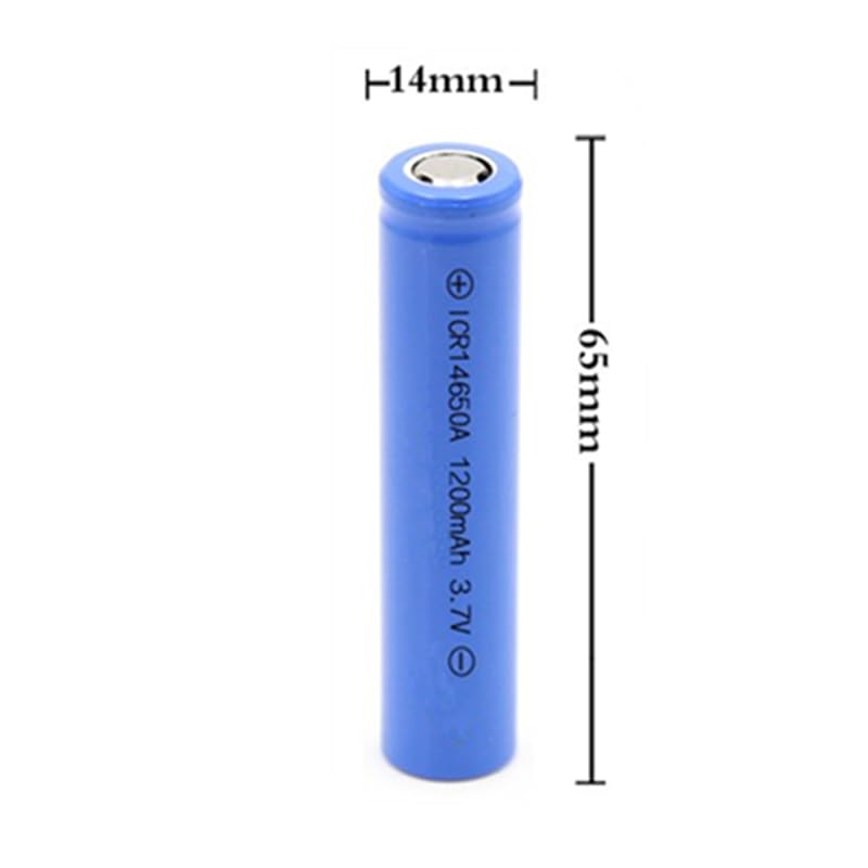 Lot de 2 batteries 14650 1200 mAh 3,7 V pour lampe frontale mini ventilateurs rasoir électrique