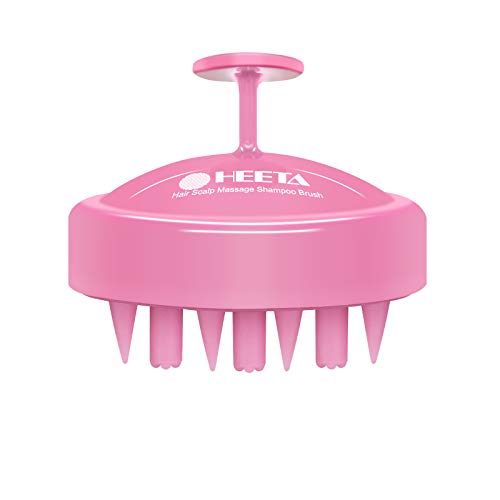 Heeta Hair Scalp Massager, Updated Wet and Dry Hair Shampoo Brush Scalp Massage Brush with Soft Silicone Brush Head Massager, Rose Pink