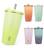【SNSで話題】TYESO タンブラー ストロー付き 600ml ステンレス 蓋付き 真空断熱 保温 保冷 アウトドア 持ち運び便利 直飲み 漏れない 大容量 多色 トラベル