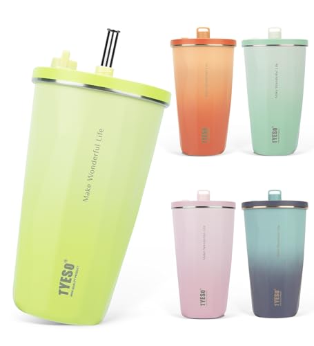 �ySNS�Řb��zTYESO �^���u���[ �X�g���[�t�� 600ml �X�e�����X �W�t�� �^��f�M �ۉ� �ۗ� �A�E�g�h�A �����^�ѕ֗� ������ �R��Ȃ� ��e�� ���F �g���x�� 2025�N�A�b�v�O���[�h��