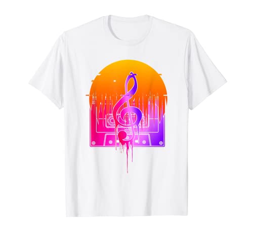 Música retro clave de sol 80s Art Cassette Vaporwave Music Camiseta