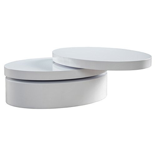 Oval Mod Rotatable Coffee Table in Glossy White Finish