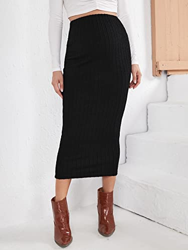 Verdusa Women'S Maternity High Waist Cable Knit Long Pencil Skirt Black L thumb #3