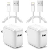 iPad Charger iPhone Charger【Apple MFi Certified】 [2-Pack] 12W USB Wall Charger Foldable Travel Plug Block with 6FT USB Flat Ribbon Cable Compatible with iPad iPhone, iPad, Airpod