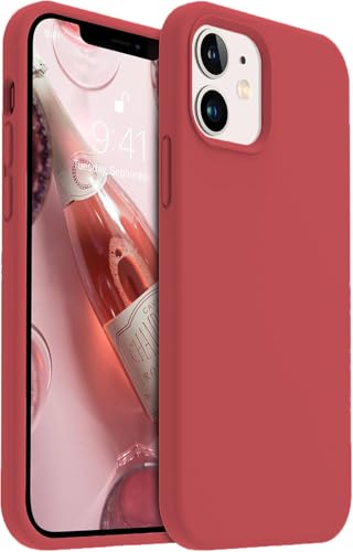 Image of DIZORO Microfiber Candy Case Compatible for iPhone 12 Smooth Touch Cushion Liquid Soft Silicone Gel Rubber Phone Cases Non-Slip Full Body Protective Shockproof Back Cover (Hibiscus)