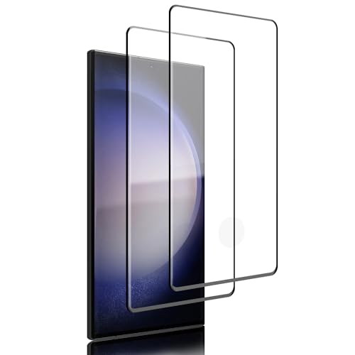 Schutzfolie für Panzerglas für Samsung Galaxy S23 Ultra Fingerabdruck-ID Unterstützen 2 Stück 9H Glas Displayschutz 3D Gebogen Folie Kompatibel mit Handyhülle für Samsung S23 Ultra