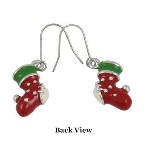 Red White and Green Christmas Stocking Dangling Hypoallergenic Lightweight Pierced Earring3