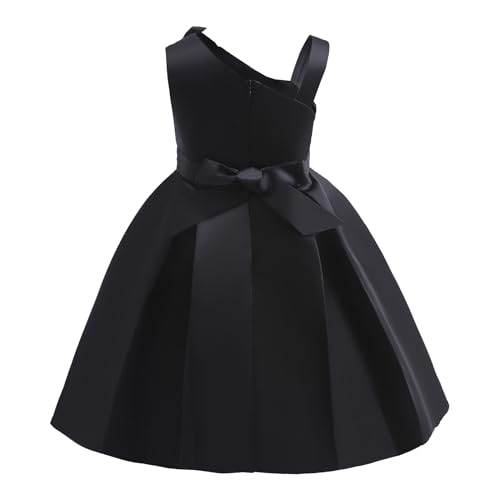 Girls Dresses Big Bow Dress One Shoulder Dress Princess Dress Piano Performance Dress3