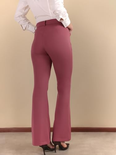 Image of FableStreet Women Formal Trousers | Flared Mid-Rise Design with Belt Loops & Plain Hem | Solid Pattern & Woven Construction | Office Wear & Business Meetings